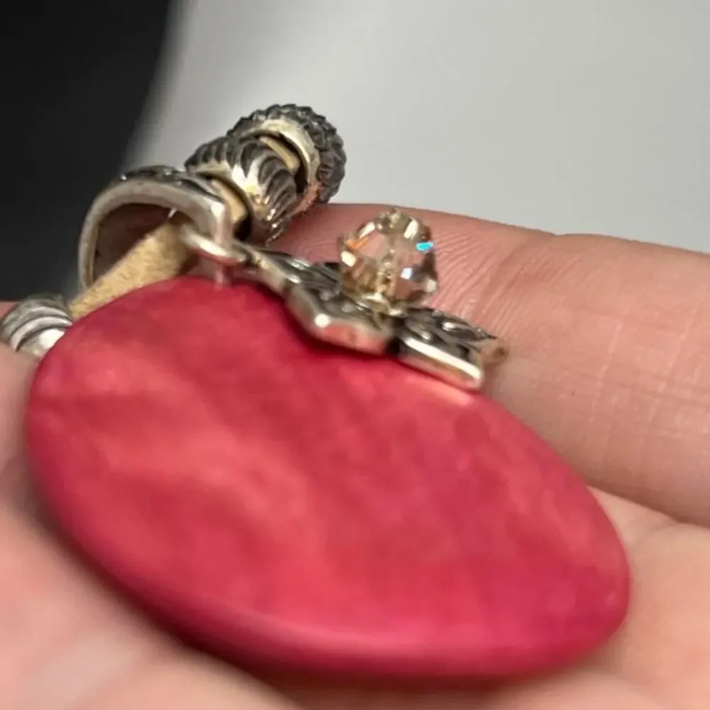 New York & Company Red Dyed Wood Pendant Leather Cord Necklace